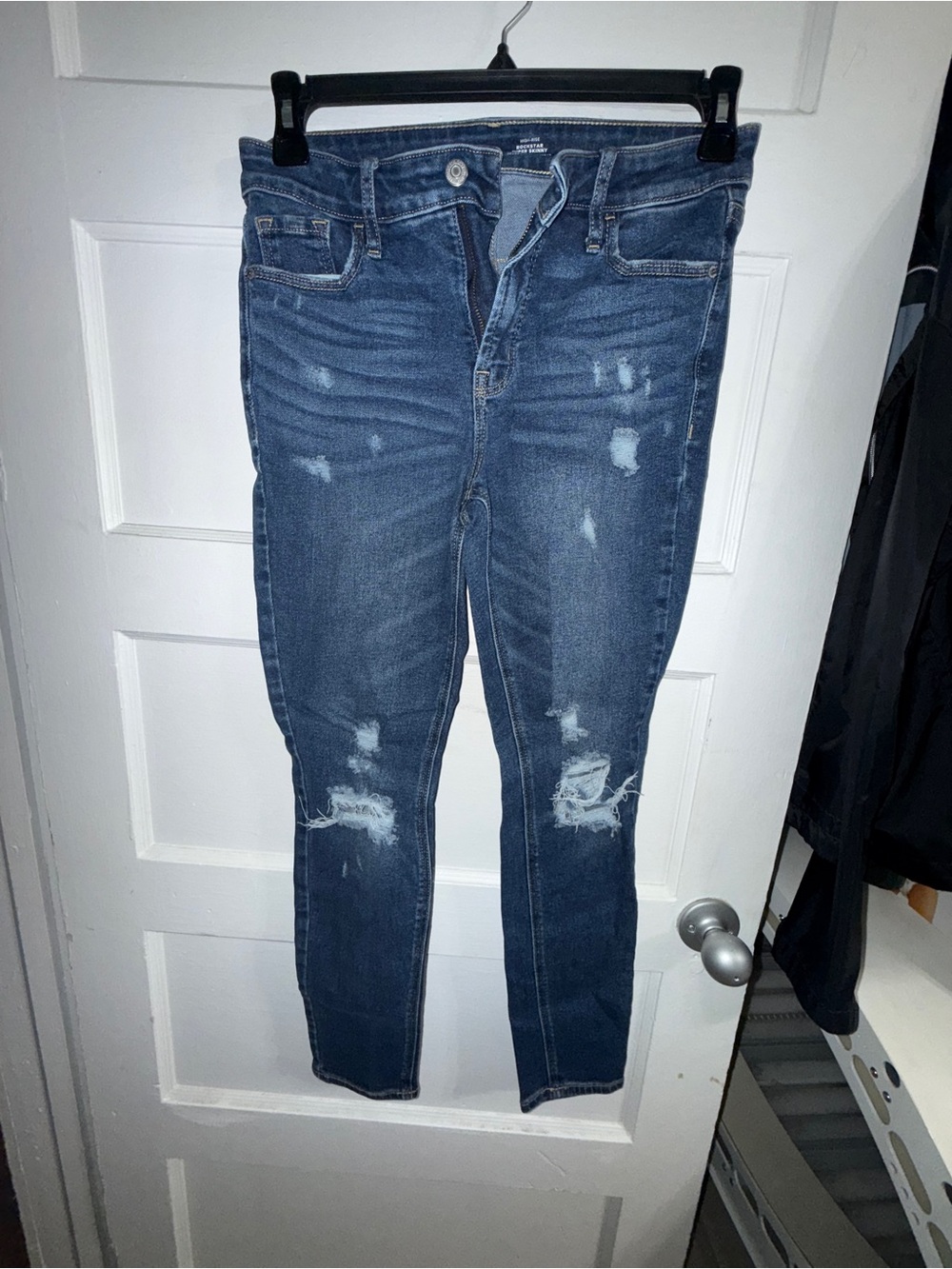 Old Navy Dark Blue Distressed Ankle Jeans